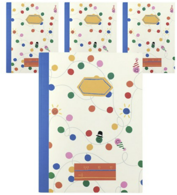 반짝램프 넓은줄 노트 초등1-3, 혼합색상, 4개