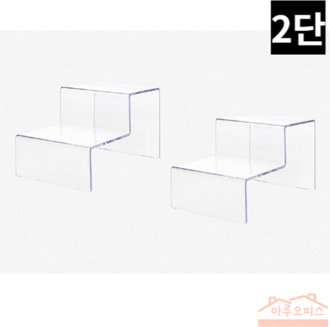 투명 아크릴 계단형 상품 진열대 2단, 2개, 2단 투명