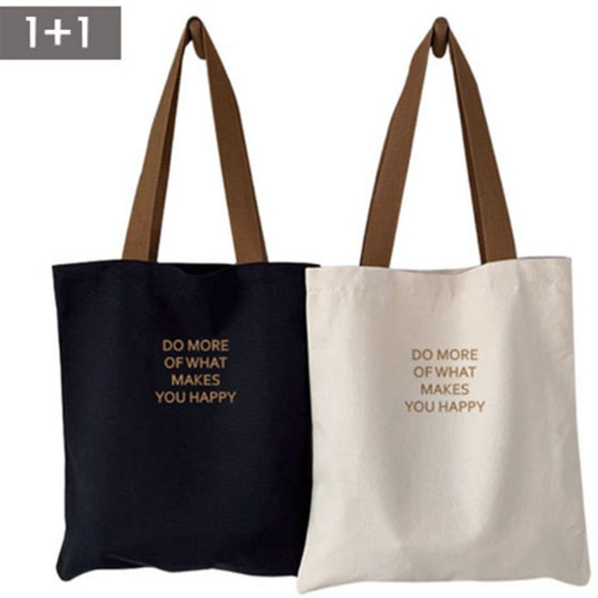 FANSYLI 보부상 에코백 1+1 남녀공용 대용량 가벼운 베이직 무지 캔버스 빅 숄더백 쇼퍼백 학생 가방 데일리가방 2종세트 2p 0806JJ401