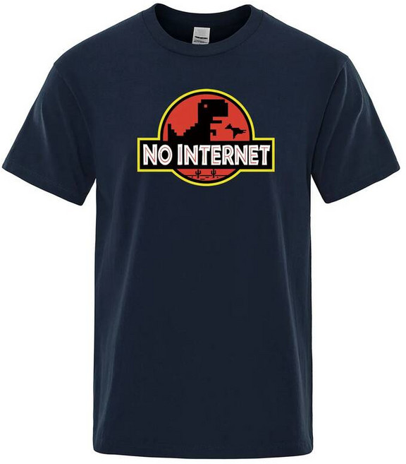 만화 공룡 프린트 티셔츠 인터넷 없음 재밌는 상의 쥬라기 오프라인 공원 남성