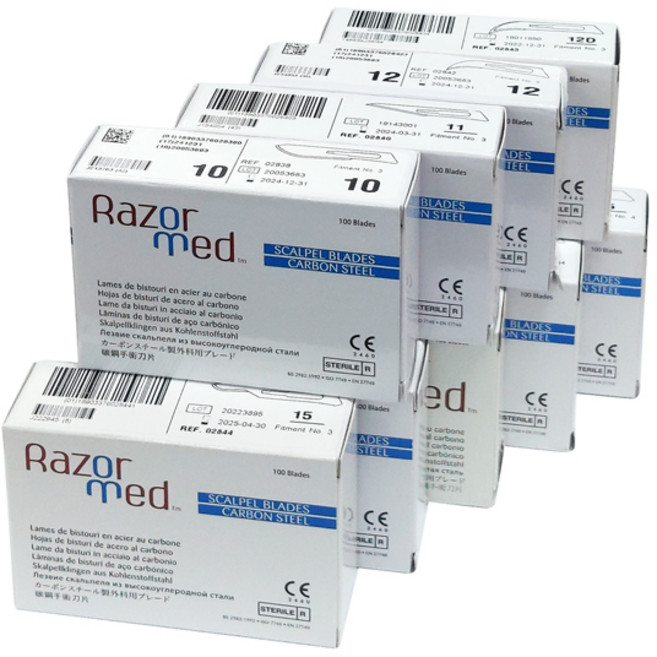 [Razormed] 멸균 의료용칼(Surgical Blade) 메스날 (100개입) - 10/11/15/21/23/24/25호, 10호, 1개