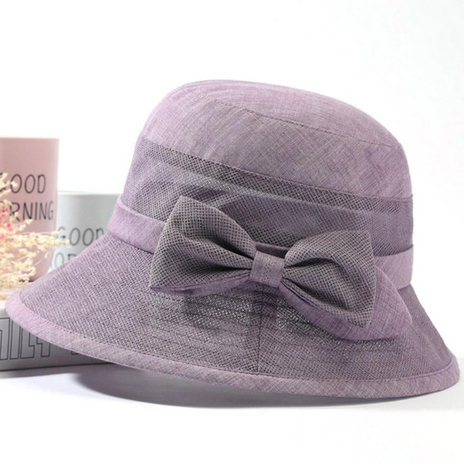 노블스윗 윈드 브로치 메쉬 버킷햇 챙모자 중년여성 엄마 여름모자