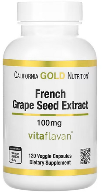 캘리포니아 골드 뉴트리션 포도씨 추출물 100mg 120정 California Gold Nutrition French Grape Seed Extract 100mg 120 Capsules, 1개