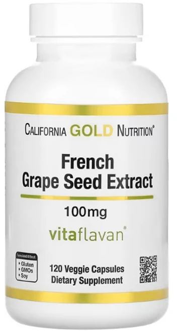 캘리포니아 골드 뉴트리션 포도씨 추출물 100mg 120정 California Gold Nutrition French Grape Seed Extract 100mg 120 Capsules, 1개 - 쿠팡
