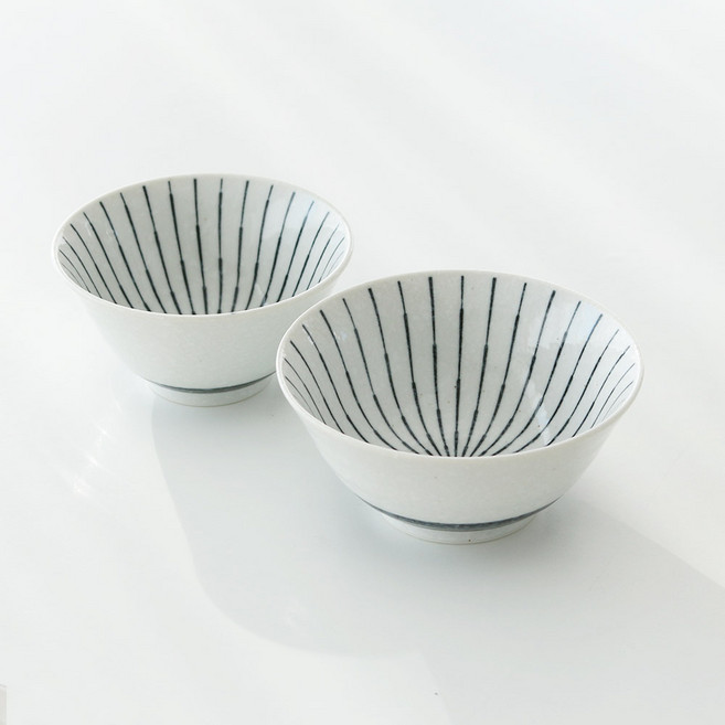 레이블제이 일본 빗살 도자기 공기 대접, 공기+대접 세트, 1개