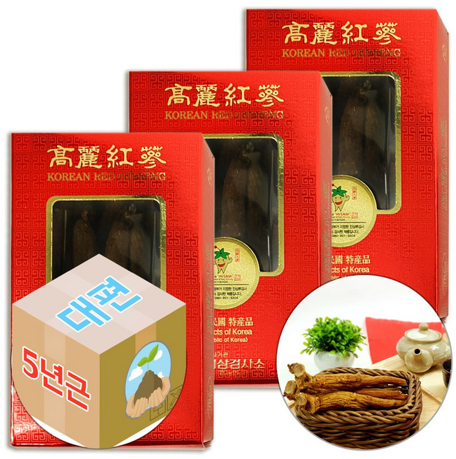 GS-Well 국산 5년근 금산 고려 홍삼 대편, 300g, 3개