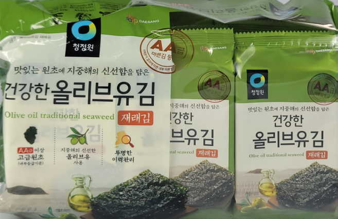 [골목마트] 청정원 건강한 올리브유 재래김 9봉, 45g, 4개