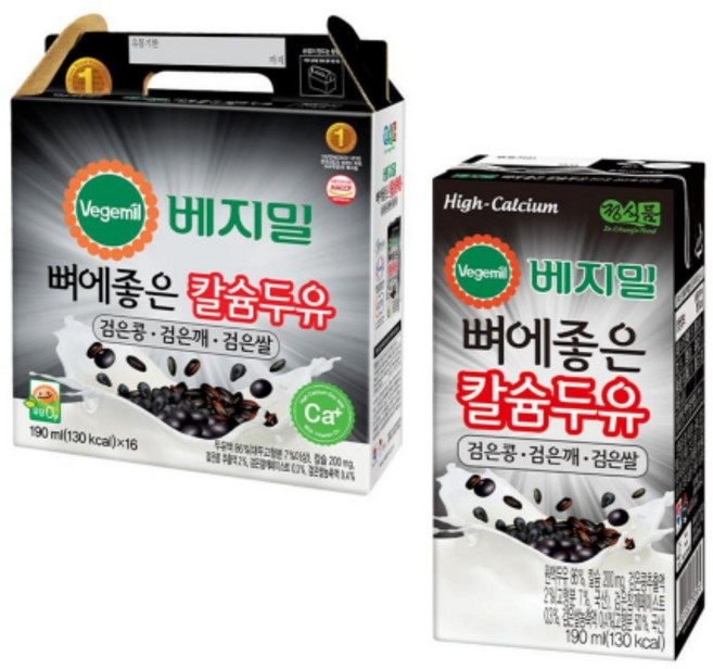 베지밀 뼈에좋은 칼슘 두유 검은콩깨쌀 190mlx16팩SET, 단품, 단품