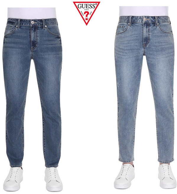 2023년 SS시즌 게스 테이퍼드 남자 청바지 라이트블루 미디엄블루 테이퍼드핏 남성 청바지