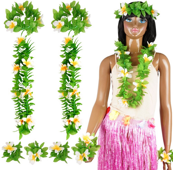 파티짱 하와이 꽃 세트 조화 장식, 3개, 플루메리아 꽃세트