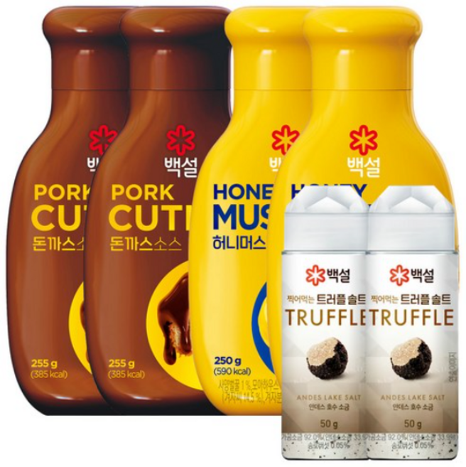 백설 디핑소스 소금세트(트러플솔트2/돈까스소스2/허니머스타드2), 1개, 1.11kg