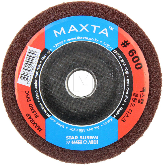 MAXTA 별표 수세미디스크 4" #600 거칠기 600번 상당 맥스랩 블랜드 디스크 다이나믹휠 베벨디스크 그라인더수세미, 1개, 본품(배터리없음)