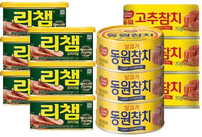 동원참치 리챔 오리지널 200g6캔+살코기90g3캔+고추90g3캔