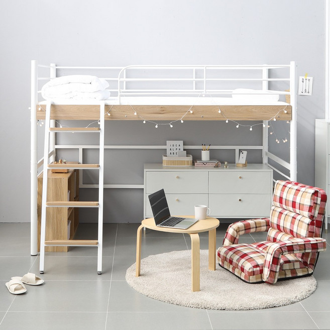 퍼니엘 베로니카 낮은 좌식 벙커침대 책상 이층 높이조절 분리형 1석3조 성인 2층 어린이, 낮은(좌식) 벙커침대, 화이트