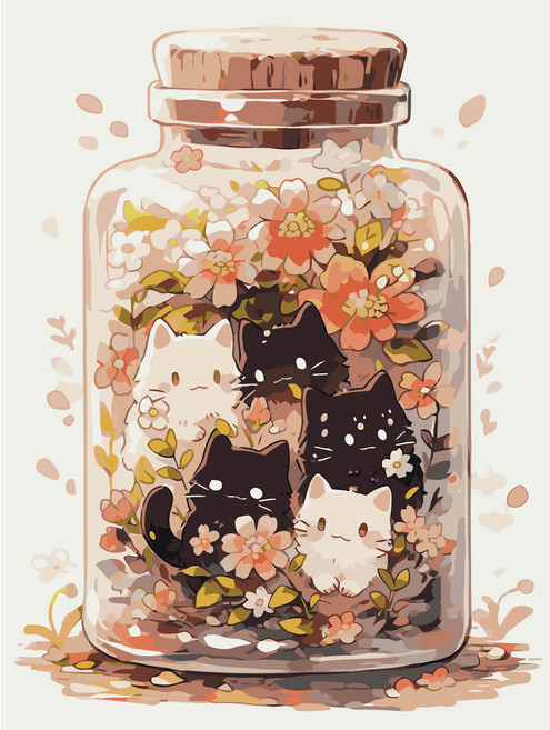 코지하루 DIY 그림그리기 캔버스 취미미술 컬러 일러스트, 1개, 꽃냥이 30x40 (B912)