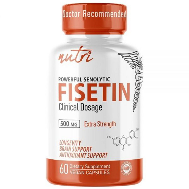 뇌영양제 뇌건강영양제 Nutri Fisetin 500mg 60개 - 임상 복용량 피세틴 보충제 강력한 세놀리틱 활성제 항산화제 심장 및 뇌 지원 천연 폴리페놀 타사 순도 테, 1개