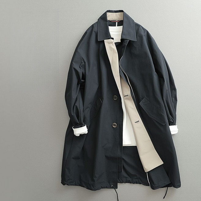 해피유통 남성 하프 이중 칼라 얇은 트렌치코트 jhsky
