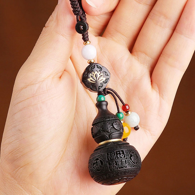 [복들어와] 다온미 부적 키링 재물운 소원성취 흑단 호리병 열쇠고리, 블랙, 1개