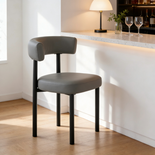 쿠리브 고급감 인테리어 식당의자 가죽 식탁 의자, 다크그레이807, 1개