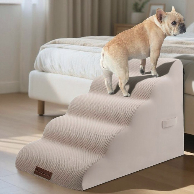 고밀도 스폰지 반려동물 논슬립 슬라이드 계단 곡선 계단 무릎 압력을 줄이다 개 계단, 5단, 1개