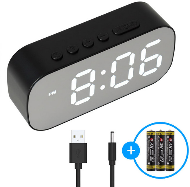 더숨 무소음 LED 탁상시계 디지털 알람시계 SOOM-TM10E, 블랙