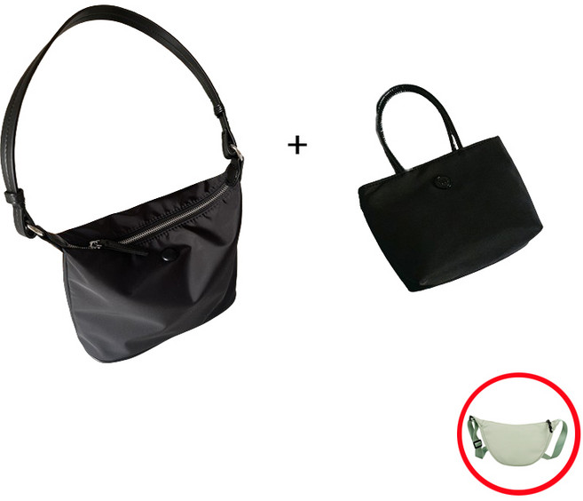 BOONINT 포터가방 숄더백 만두백 3개 세트 여성용 미니 나일론 숄더백 크로스바디 핸드백 도난 방지 캐주얼 멀티 포켓 숄더백 나일론 호보백 지갑 스몰 나일론 mini백 BN08