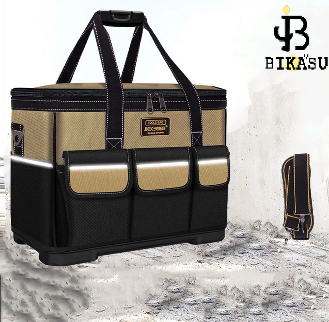 BIKASU 휴대용 대용량 옥스포드 공구가방 수공구 전동공구 튼튼한 대형 공구함 다용도 수납가방, 1개