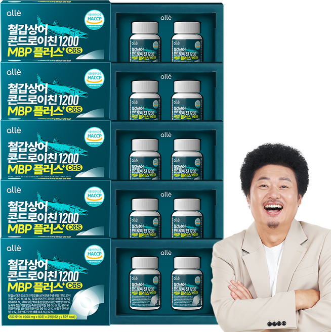 철갑상어 연골 콘드로이친 1200 MBP c6s 저분자 식약청 HACCP 알레, 5개, 180정