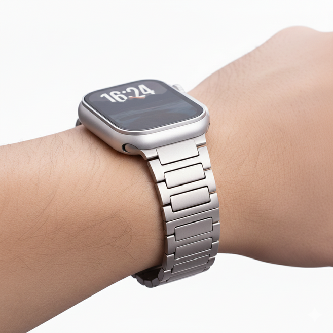 부금 애플워치 호환 프리미엄 메탈 스테인리스 시계 스트랩 38 40 41 42 44 45 46 49mm, 1개, 은색