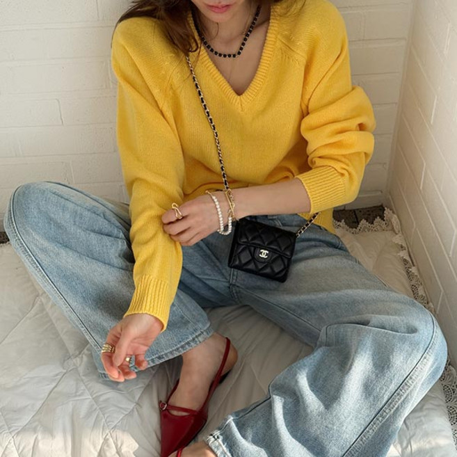 [난닝구]시모넬 브이넥니트