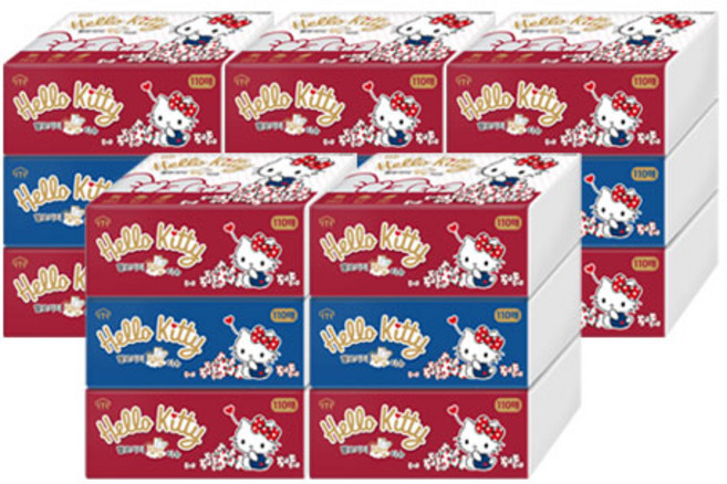 헬로키티 천연펄프 팝업티슈 3겹, 랜덤 발송, 15개, 110매