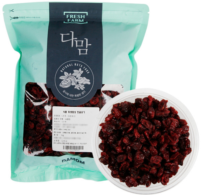 다맘 건크랜베리 1kg/크렌베리, 1kg, 1개