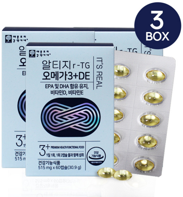노르웨이 알티지 오메가3 프리미엄 rtg오메가3 오일 원액 액체 기름 장용성 캡슐 고함량 epa dha 비타민D E 혈행개선 기억력개선 눈건강 항산화 효능 식약처인증 건강기능식품, 515mg, 3개