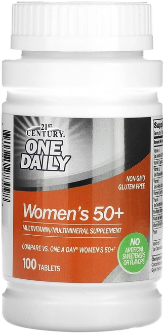 21st Century 원 데일리 50세 이상 여성용 종합비타민 종합 미네랄 100정, 21st Century 원 데일리 50세..., 1개 - 쿠팡