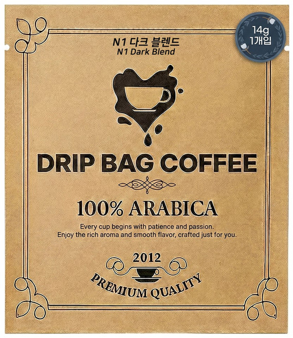 (갓볶은 드립백 원두커피) N1 다크 블렌드, 14g, 10개, 1개입