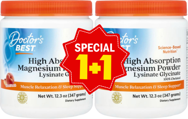1+1 닥터스베스트 고흡수 마그네슘 분말 4000mg 복숭아맛 347g 알비온 / 해외직구 미국정품, 2개