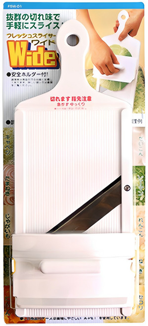 시모무라 와이드 양배추 채칼 + 안전홀더 세트 FSW-01, 화이트, 1세트