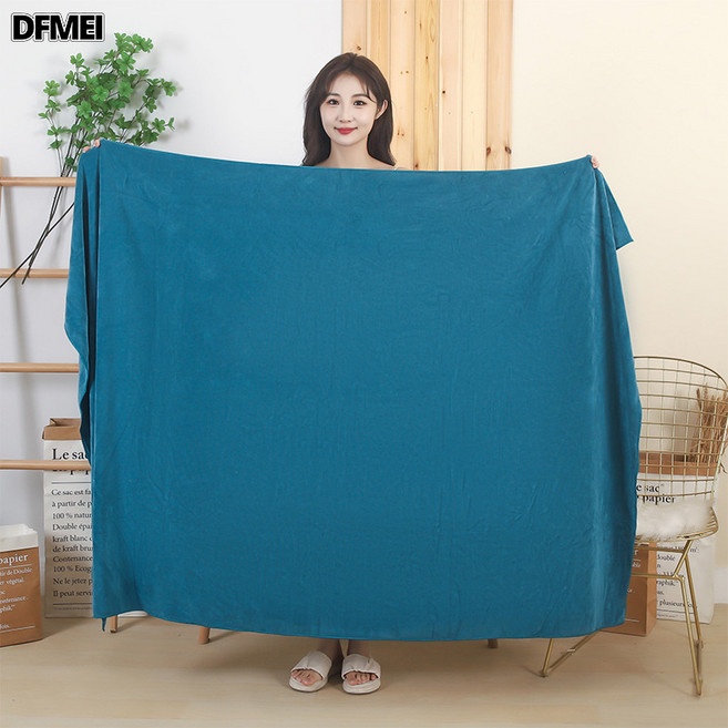 DFMEI 美容院專用毛巾浴巾大號汗蒸按摩鋪牀巾家用吸水大浴巾, 1個, 1個裝, 孔雀藍色:100*200cm【300g】