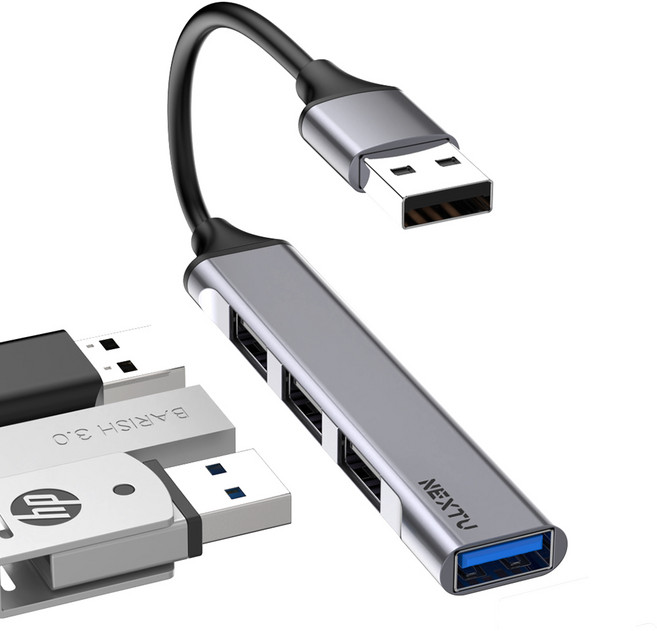 넥스트유 4포트 USB2.0 A타입 USB허브 무전원 맥북 노트북 PC 744UH, 1개