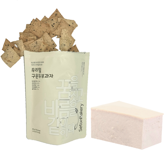 우리밀 국산 두부과자 칼로리낮은 저칼로리 간식, 3개, 80g