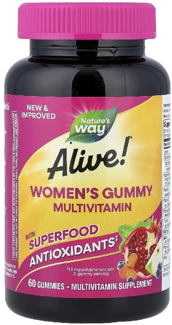 네이처스웨이 멀티비타민 얼라이브 Alive 여성용 종합비타민 혼합 베리맛 구미젤리 60개, 1개, 60정 - 쿠팡