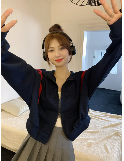 데일리 캐주얼 스트라이프 크롭 투웨이 가디건 자켓