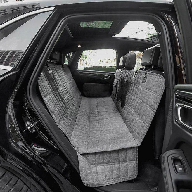 대형견카시트 켄넬 이동가방 고양이 자동차매트 여행, 1개, 그레이 반밀폐형 안전벨트 포함