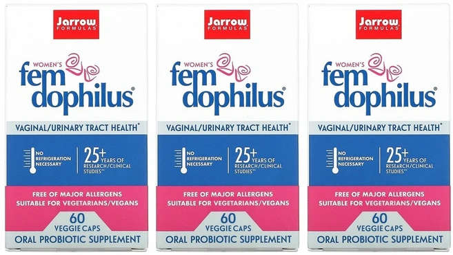 자로우 포뮬러스 펨도필러스 1억유산균 여성용 60정 3팩 Jarrow Formulas Fem-Dophilus 1 Billion 60 Count Pack of 3, 3개 - 쿠팡