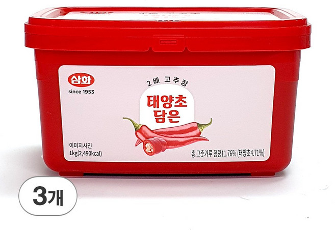 삼화식품 태양초 담은 2배 고추장, 1kg, 3개