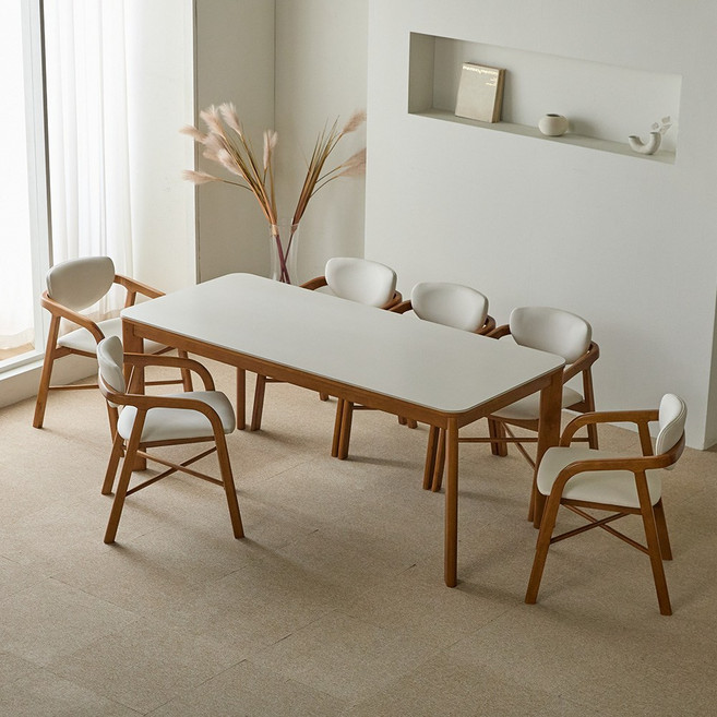 파로마 루토 세라믹 원목식탁 다렌D의자 세트 6인용 1800 (의자6), 월넛(베이지) 의자D 세트, 상세 설명 참조, 옵션선택:월넛(베이지) 의자D 세트