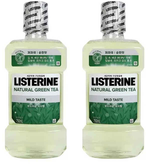 750mlX2개 리스테린그린티 리스테린가글 구강청정제 그린티, 2개, 750ml
