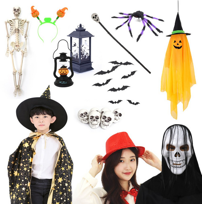 할로윈소품2 망토 모자 가면 가발 엽기 귀신 LED장식