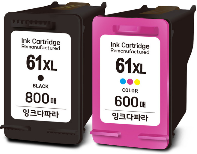 잉크다파라 HP 61 XL 호환잉크 세트 800매 특대용량, 검정+컬러, 1세트