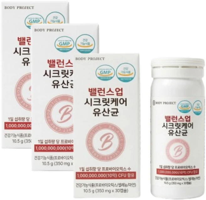 바디프로젝트 밸런스업 시크릿 유산균, 3박스, 30정 - 쿠팡